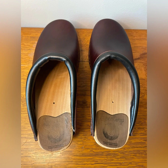 Troentorp Rembrandt Clog Leather Wood 2.2” Heel Brown Slip On Studded Size 42 - Picture 8 of 16